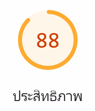 วงคะแนนประสิทธิภาพ 88 จากรายงาน PageSpeed Insights แท็บมือถือของ learninghubthailand.com วัด 14 ก.ย. 2026 เวลา 10:20 น.